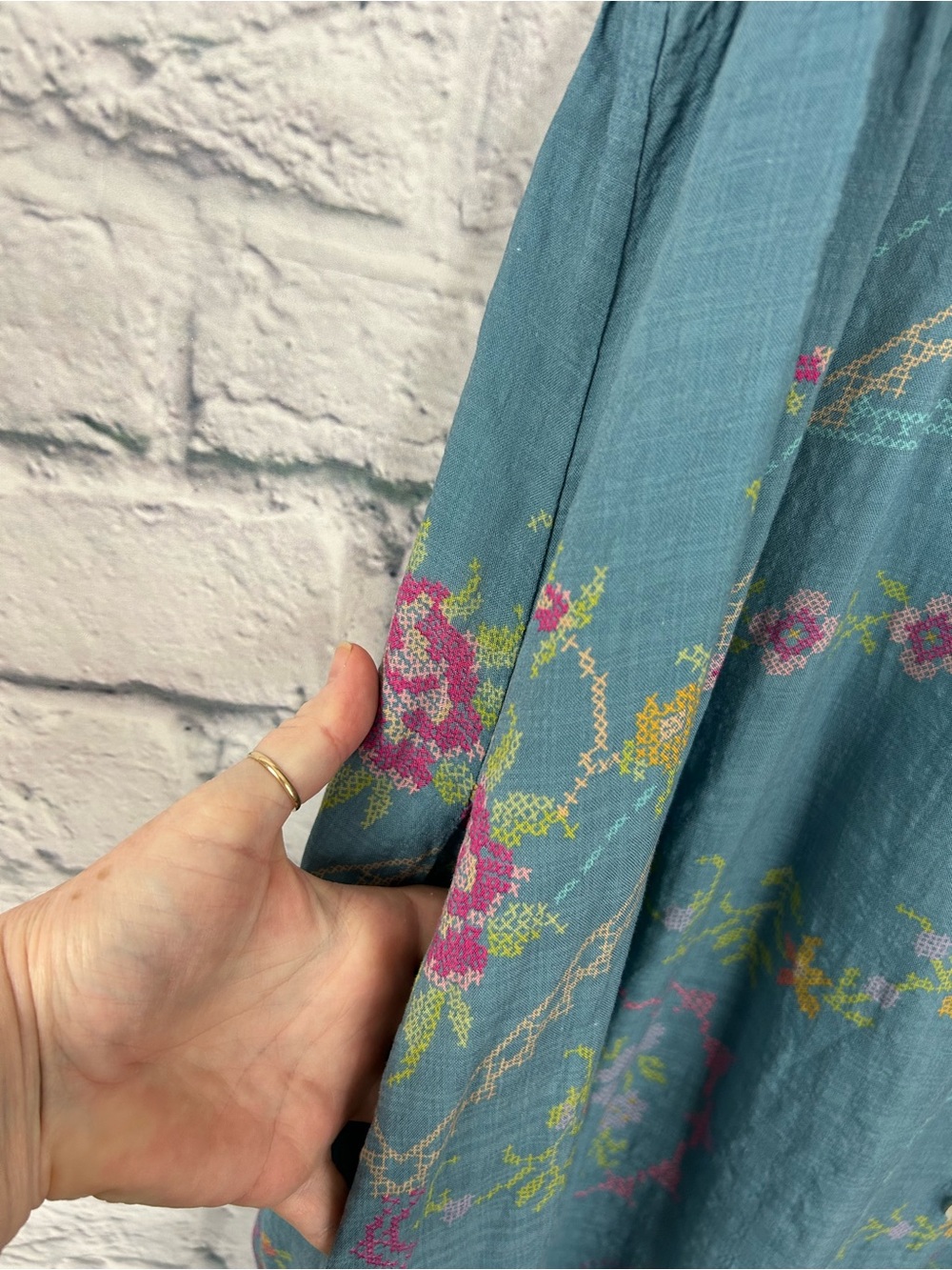 Natural Life Blue Floral Patchwork Button Front Midi Maxi Dress Large - Picture 2 of 7